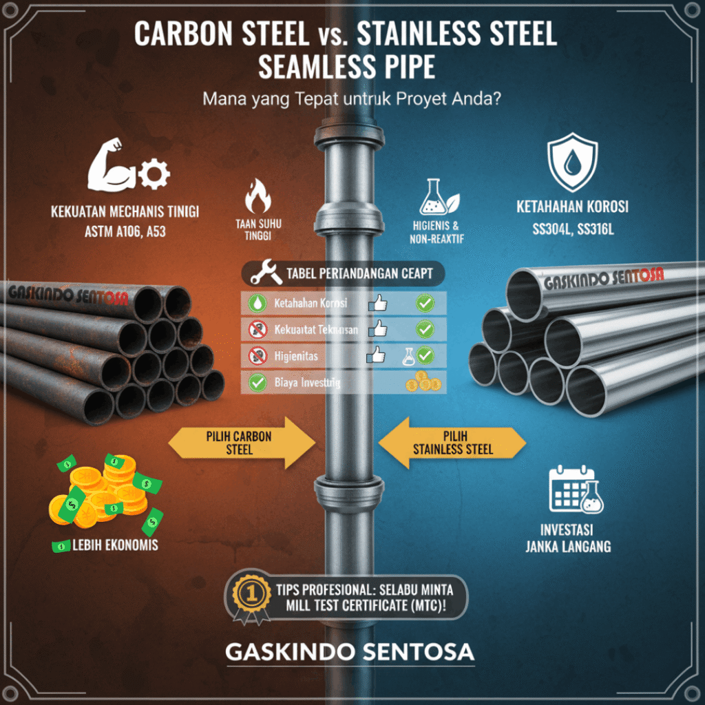 Carbon Steel vs. Stainless Steel Seamless Pipe - Gaskindo Sentosa